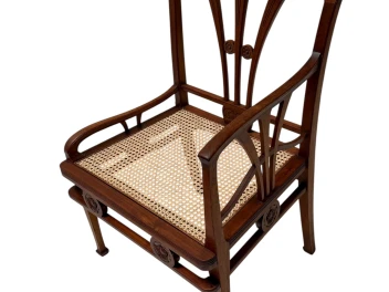 Art Nouveau Armchair with Wicker Seat by H.P. Mutters & Zoon, 1900s